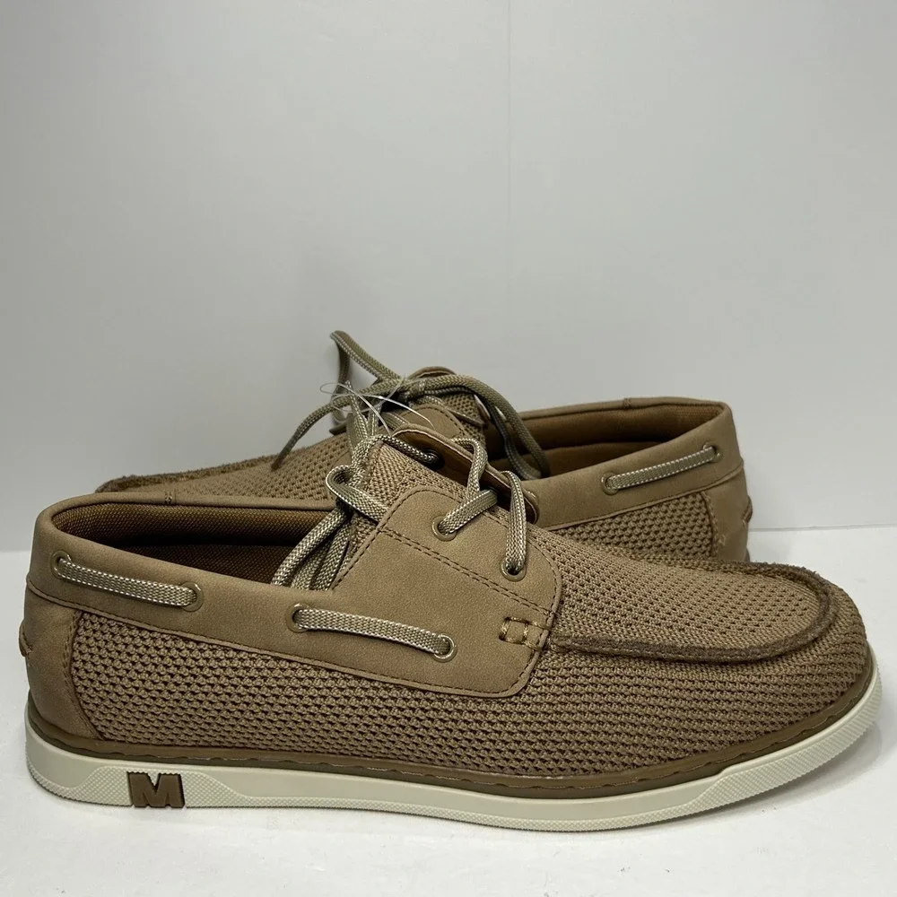 Madden Mens Tan‎ Mesh Boat Shoes Ortholite Loafers Brown US 9.5 Preppy Boat Shoe